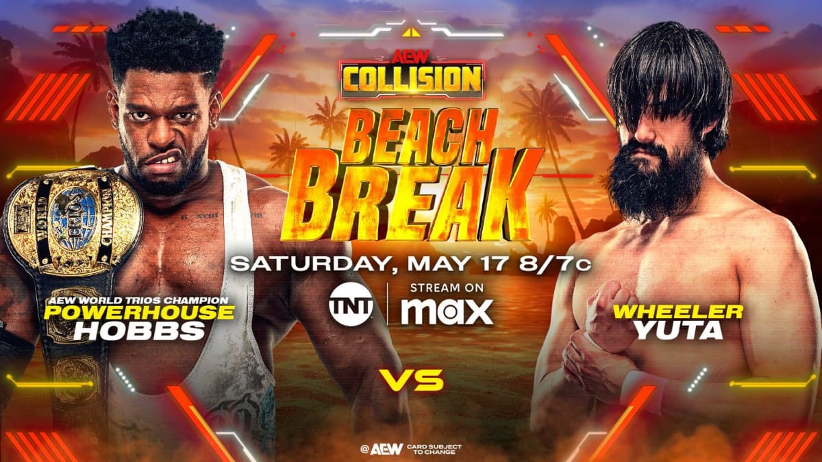 AEW Collision Beach Break graphic for Powerhouse Hobbs vs. Wheeler Yuta