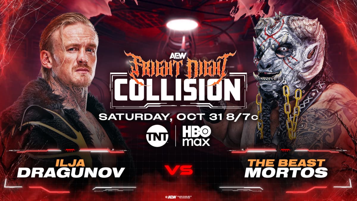 Ilja Dragunov vs. The Beast Mortos AEW Fright Night Collision graphic