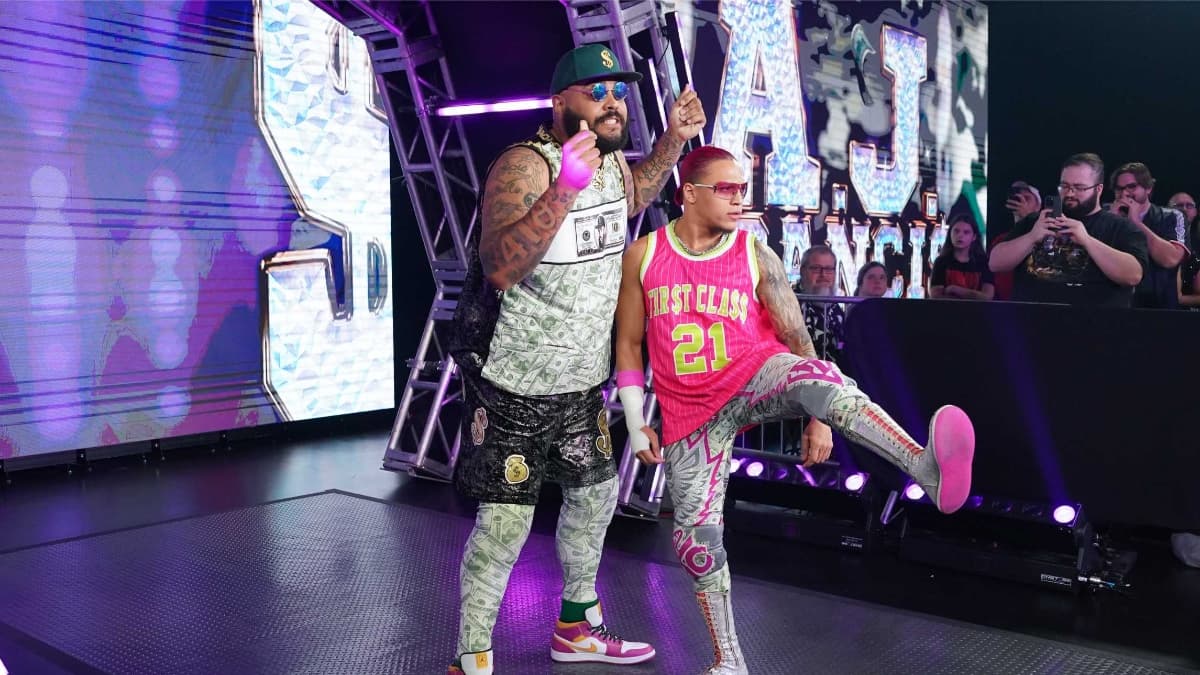 AJ Francis with KC Navarro during their TNA Wrestling entrance