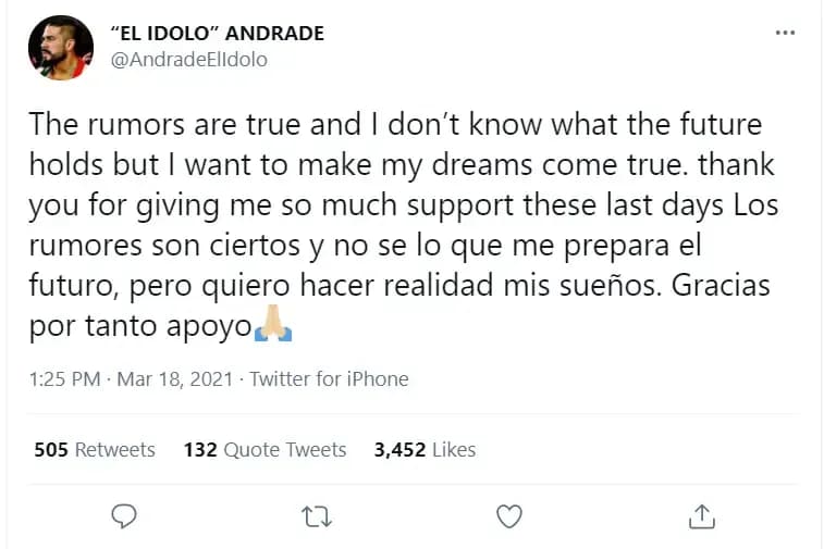 Andrade twitter march 2021