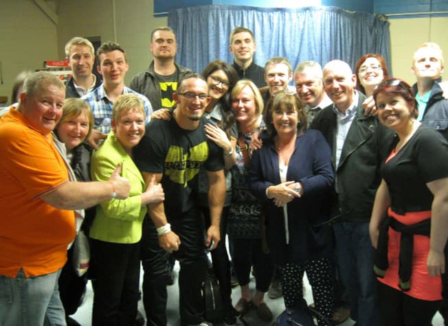 Backstage at the Metro Radio Arena with Ben's friends and family after he had performed on a WWE live event