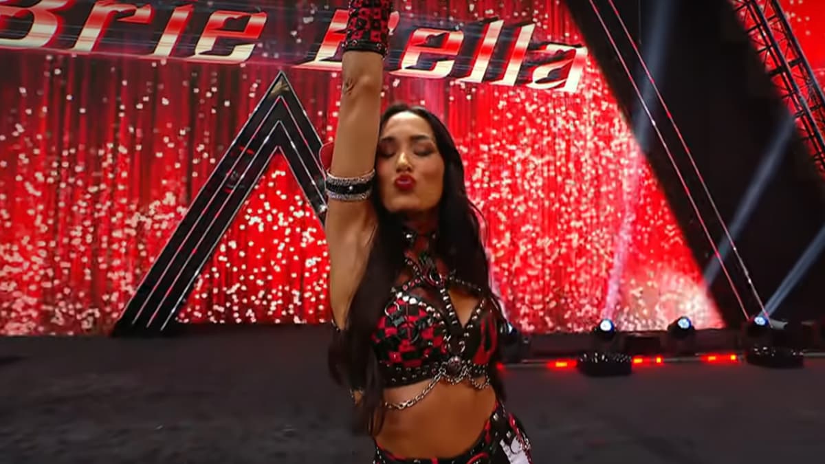 Brie Bella blowing a kiss while making her entrance at WWE SummerSlam 2026