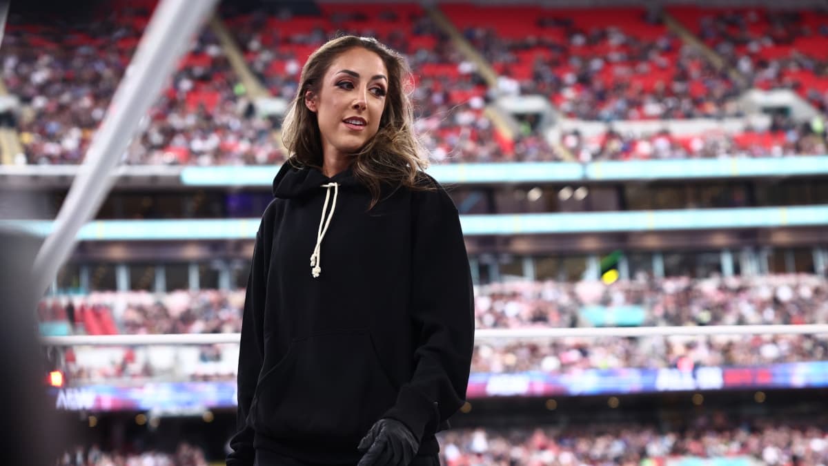 Britt Baker in a black hoodie at AEW All In 2026