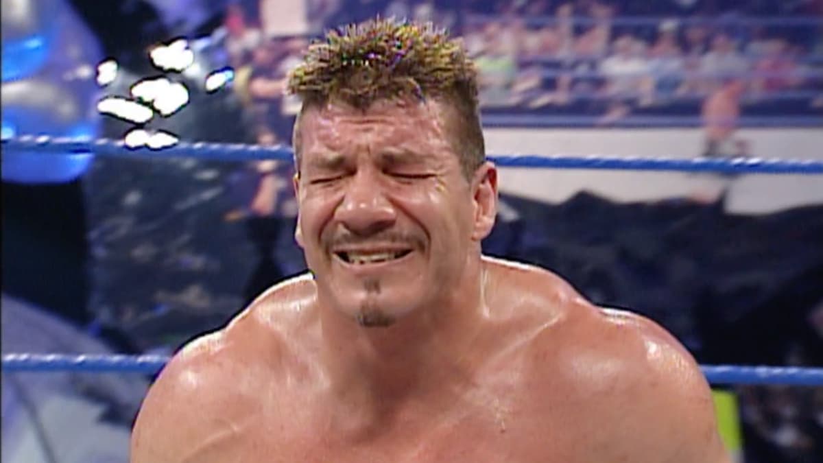 Eddie Guerrero holding back tears on WWE SmackDown