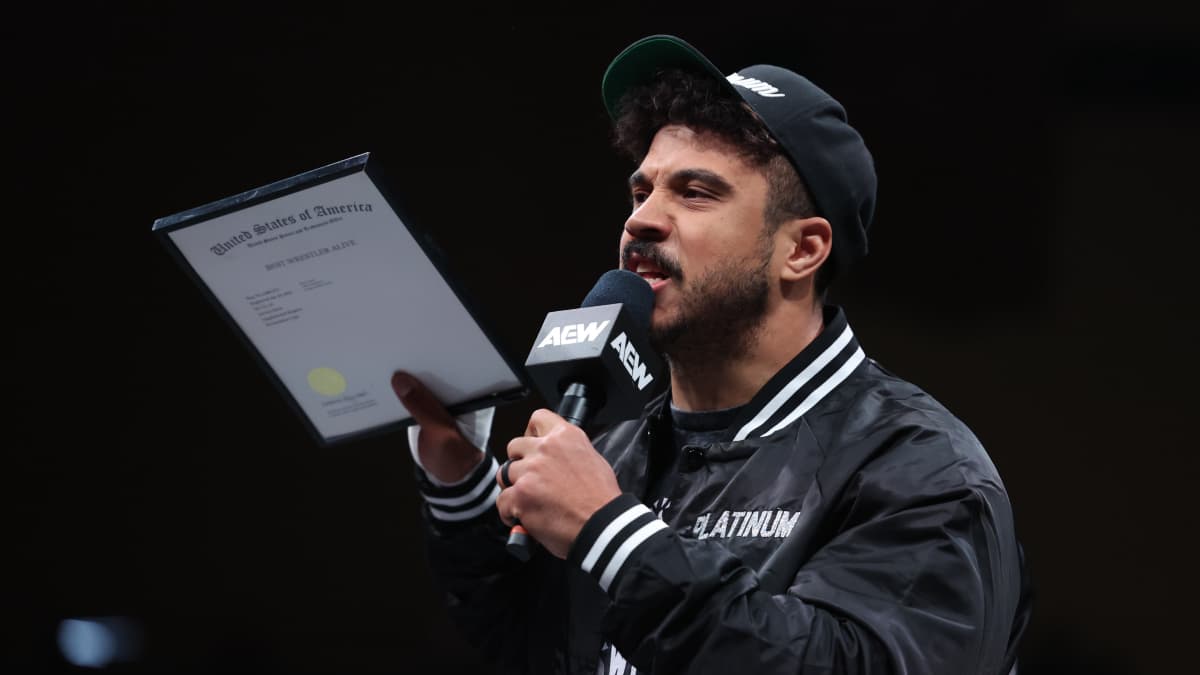 Max Caster cutting a promo