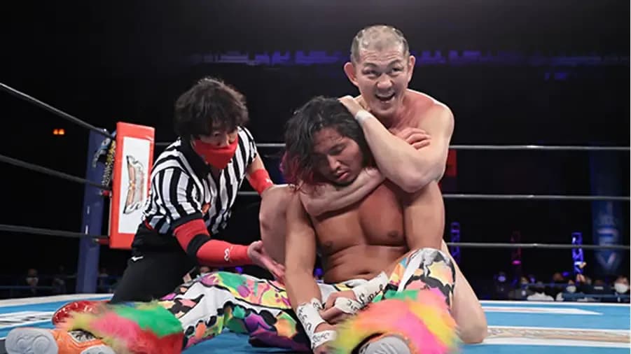 Minoru Suzuki Hiromu Takahashi Choke Out.jpg