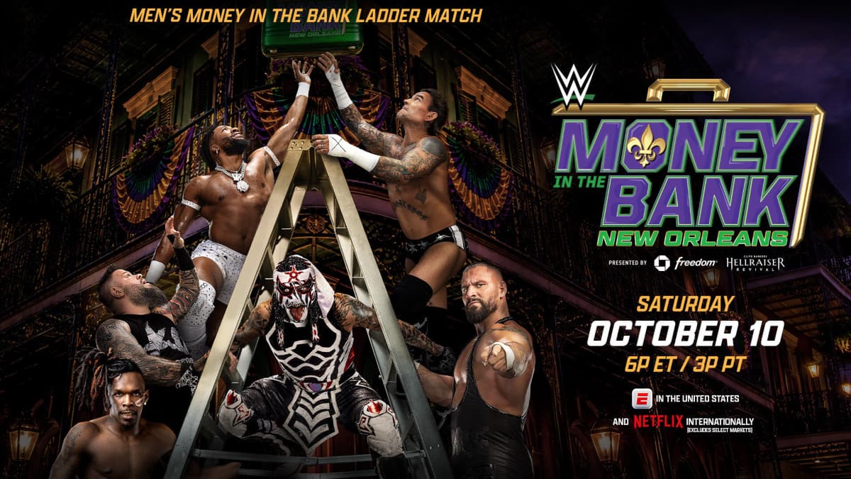 Graphic for WWE Men's Money in the Bank Ladder Match 2026