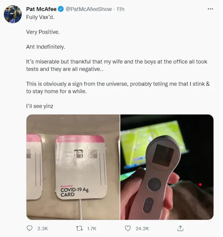 Pat mcafee tweet aug 2021