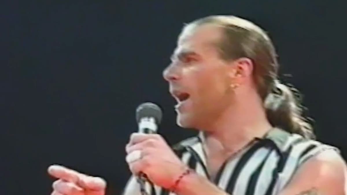 Shawn Michaels cutting a promo in FMW