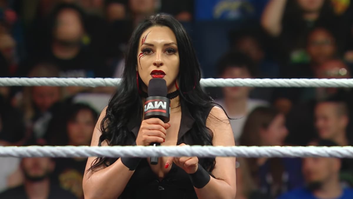 Stephanie Vaquer cutting a promo on WWE Raw