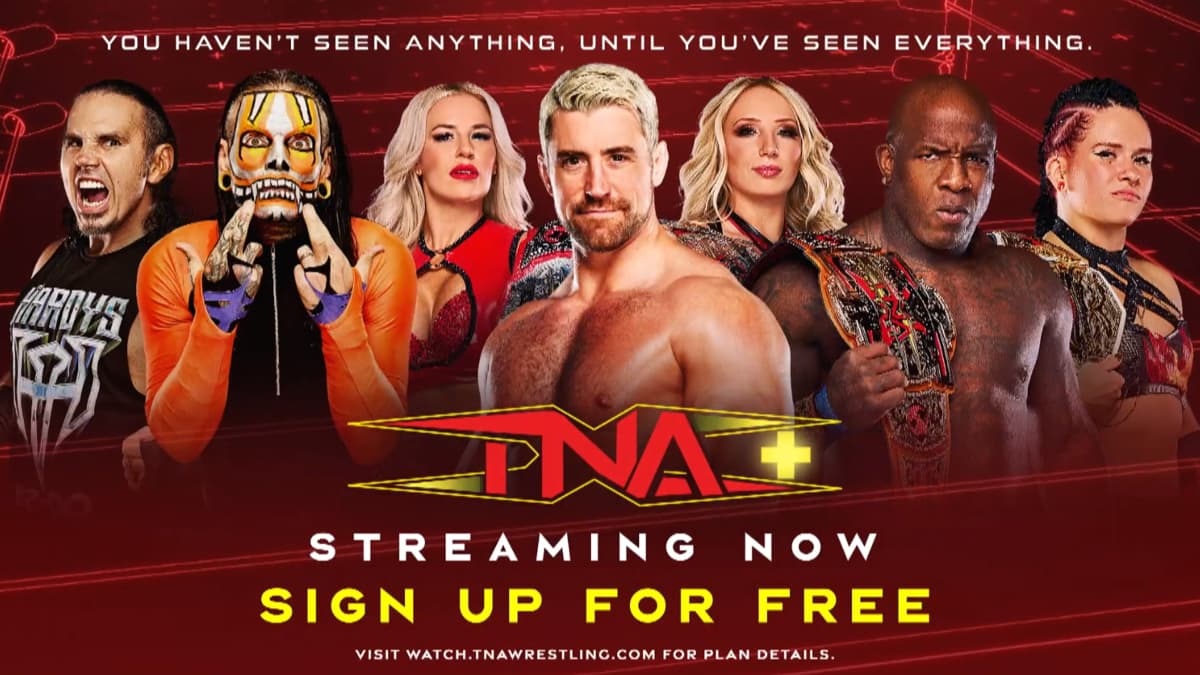 Graphic for TNA+ promotion the new free tier
