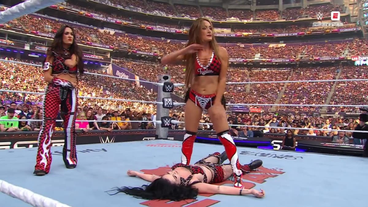 The Bella Twins attacking Paige 