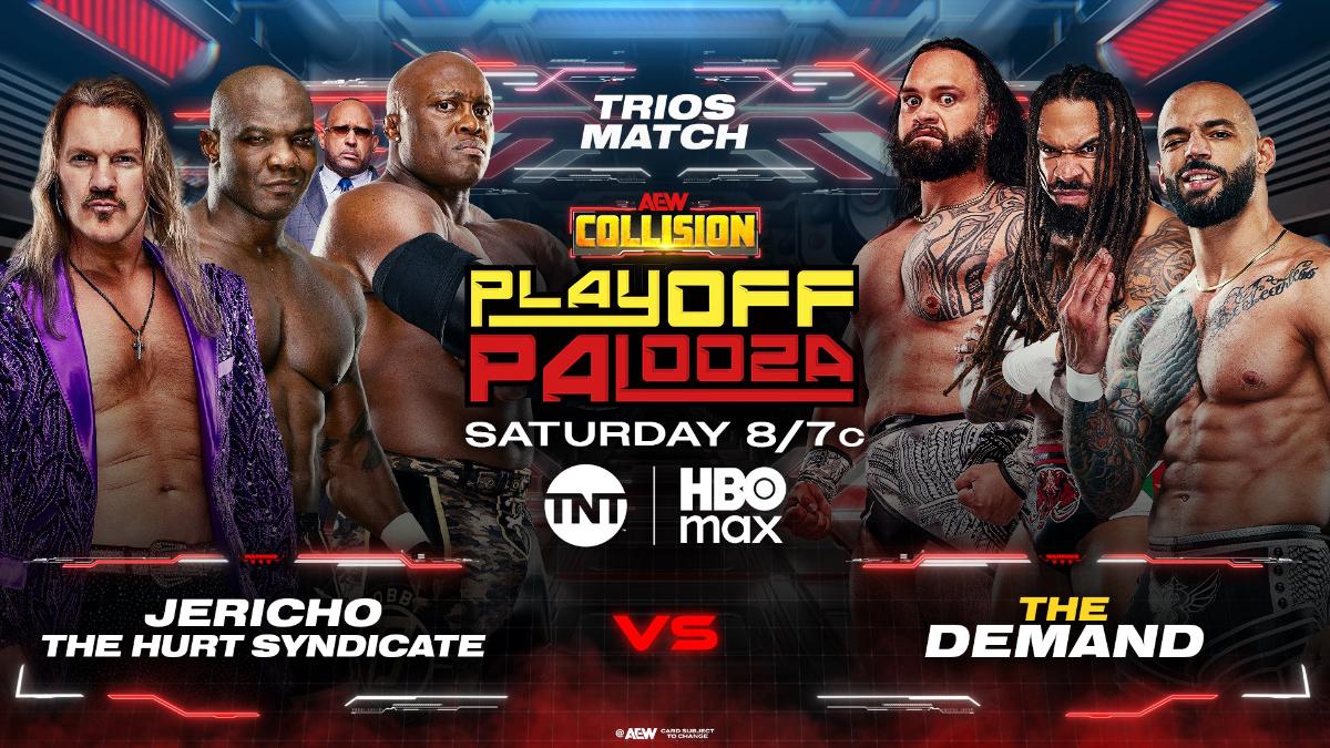 Graphic for Chris Jericho & The Hurt Syndicate vs. The Demand on AEW Collision Playoff Palooza