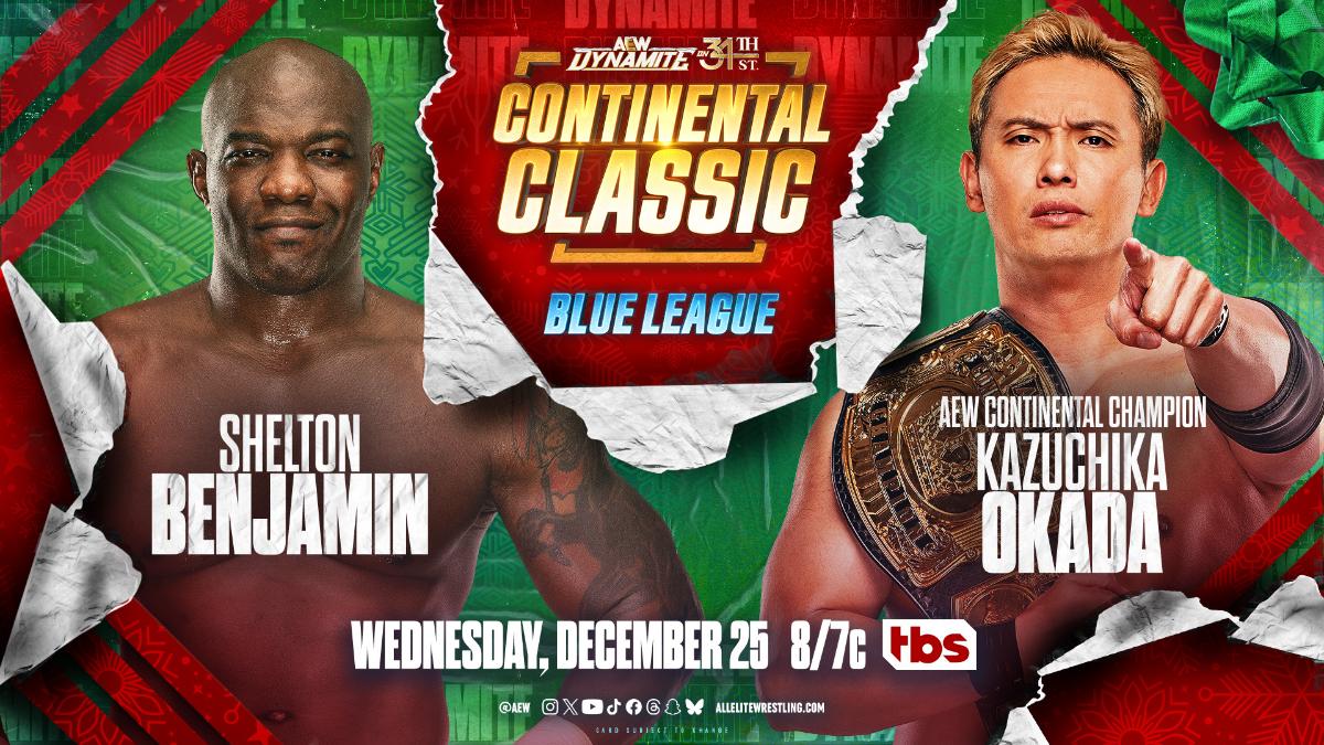 Graphic for Shelton Benjamin vs. Kazuchika Okada at AEW Dynamite on 34th Street