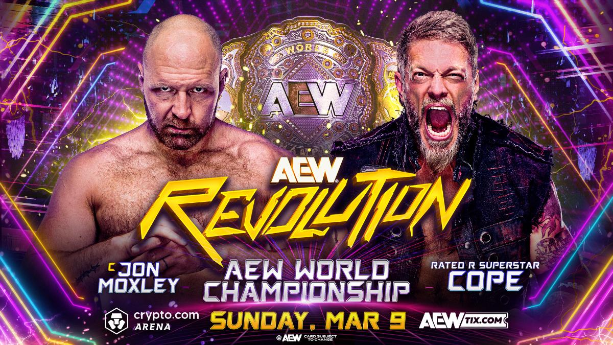 Graphic for Jon Moxley vs. Cope at AEW Revolution 2025