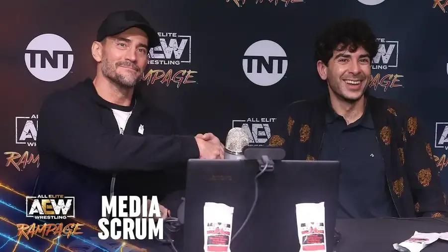 AEW- Tony Khan CM Punk Media Scrum August 2021.jpg