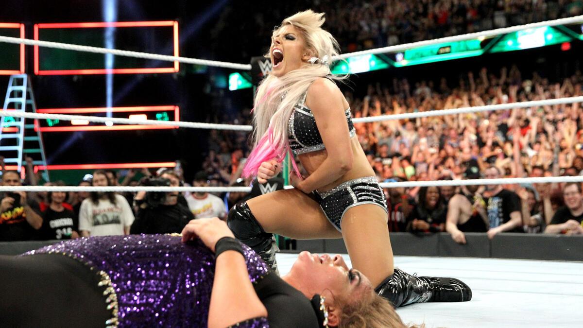 Alexa Bliss celebrating at Money in the Bank 2018