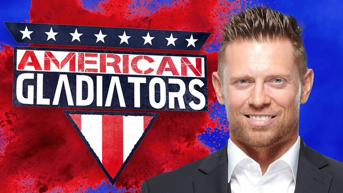 The Miz on American Gladiators logo