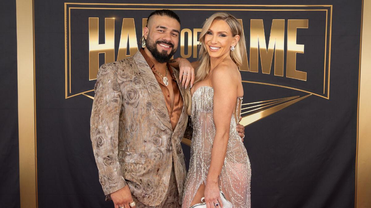 Charlotte Flair with Andrade at WWE Hall of Fame 2024