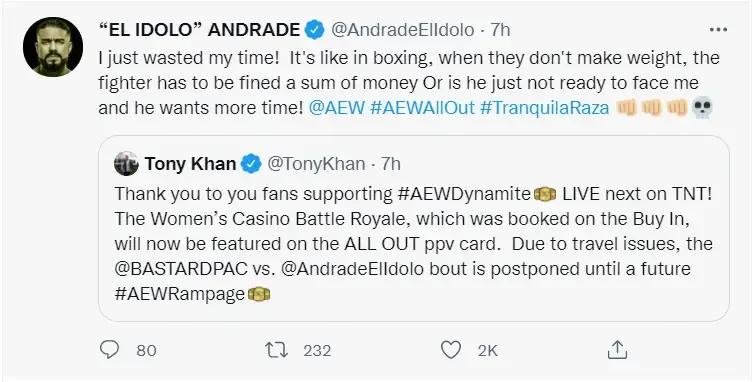 Andrade tweet pac september 2021 aew