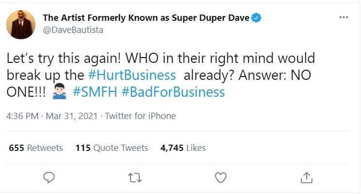 Batista tweet the hurt business