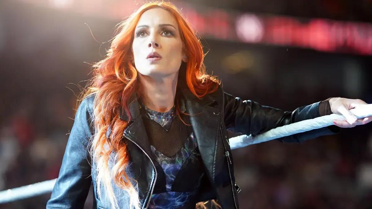 Becky Lynch makes her entrance during an episode of WWE Raw in 2024.