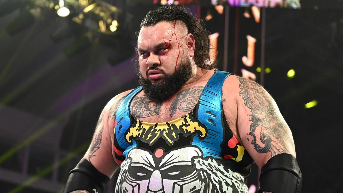 Bronson Reed looks angry following his match with Seth Rollins at WWE Crown Jewel 2024