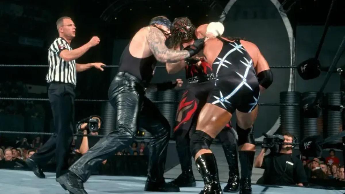 Brothers of Destruction wrestling KroniK at WWE Unforgiven 2001