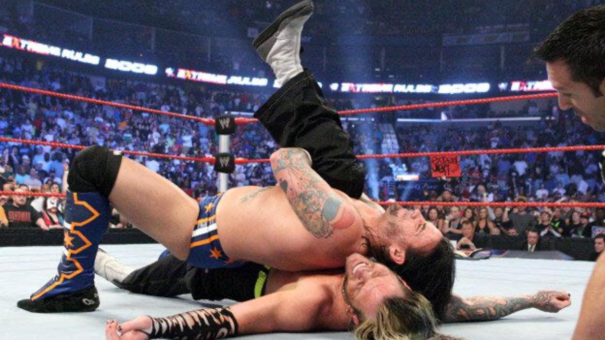 CM Punk pinning Jeff Hardy at Extreme Rules 2009