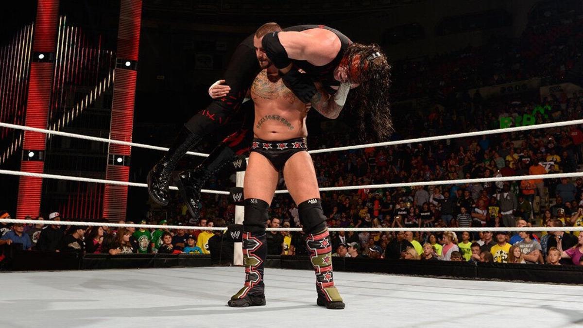 CM Punk hitting a GTS to Kane on a 2012 episode of WWE Raw