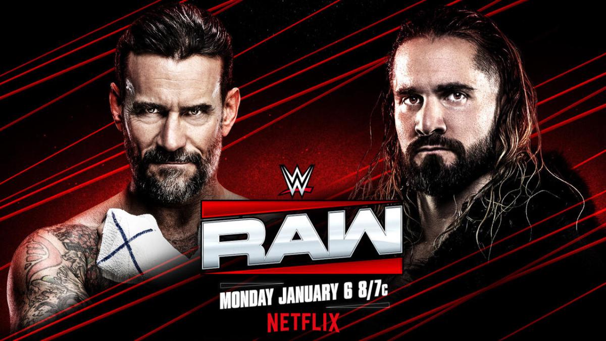 Graphic for Seth Rollins vs. CM Punk on WWE Raw Netflix premiere