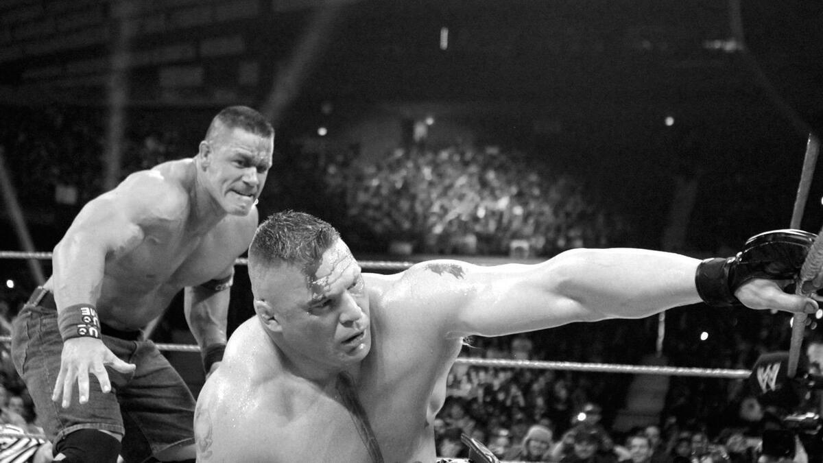 John Cena and Brock Lesnar bleeding at WWE Extreme Rules 2012