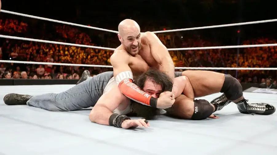 Cesaro Crossface Luke Harper 2015 SmackDown.jpg