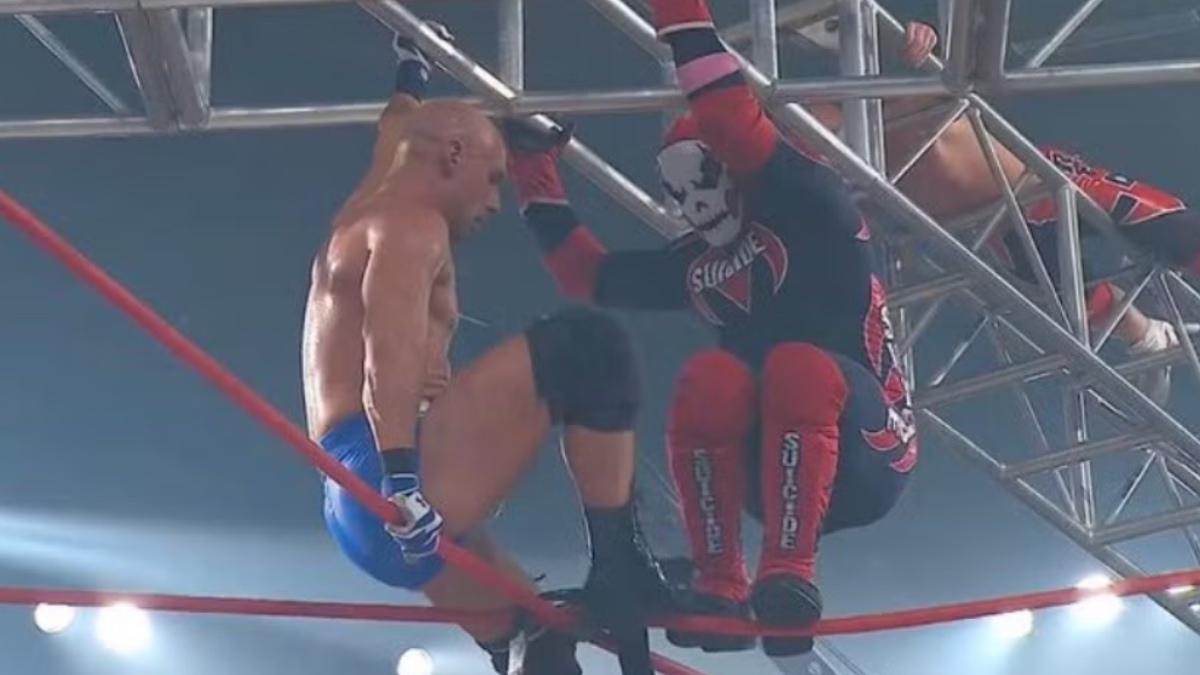 Christopher Daniels and Suicide sitting on Ultimate X at Bound For Glory 2009