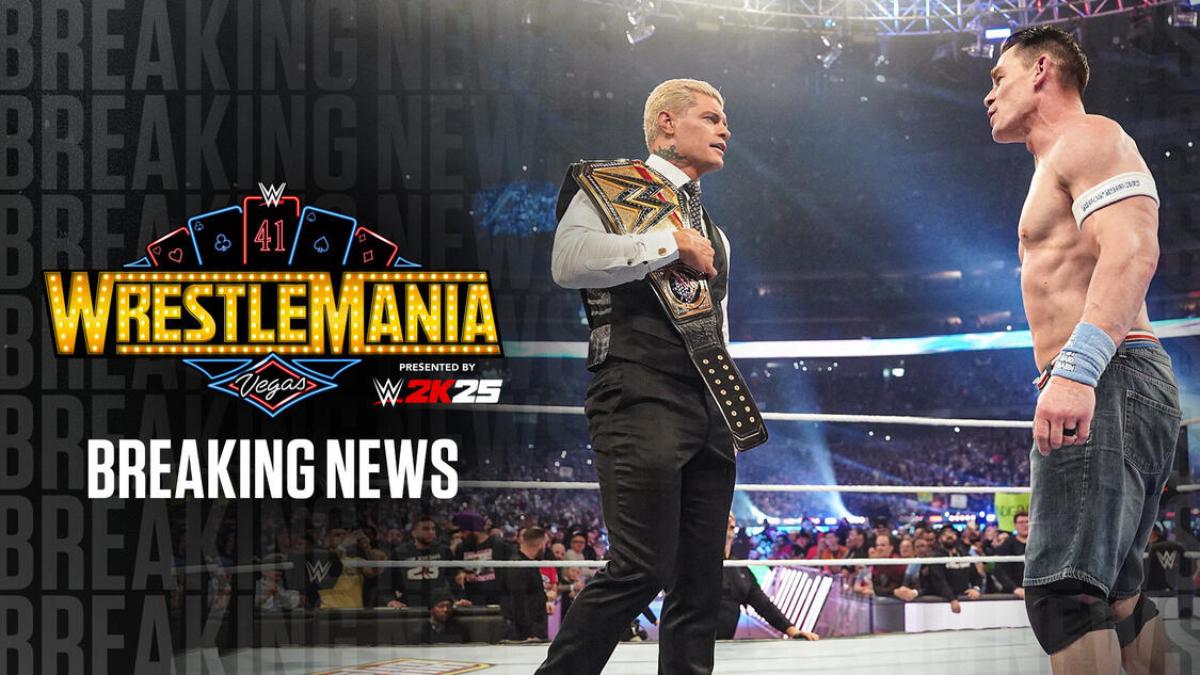 Cody Rhodes vs. John Cena graphic for WWE WrestleMania 41