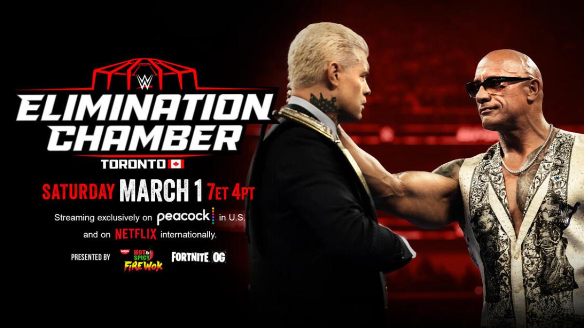 Cody Rhodes & The Rock graphic for WWE Elimination Chamber 2025