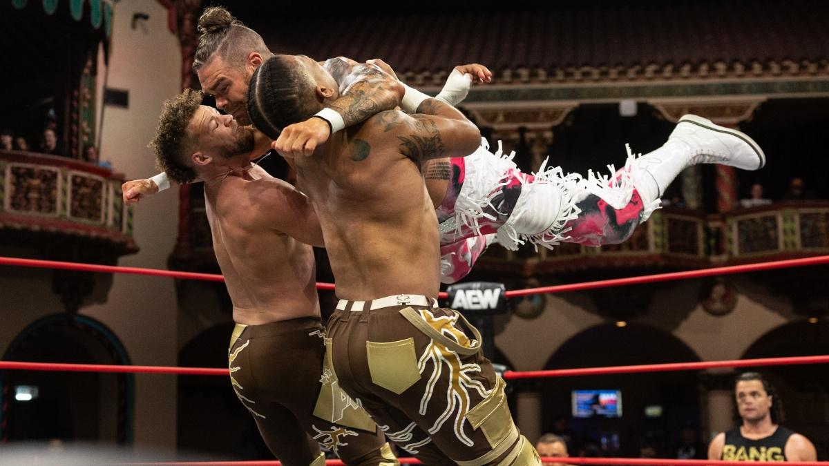 Colten Gunn hitting Double Jumping Clothesline on AEW Collision