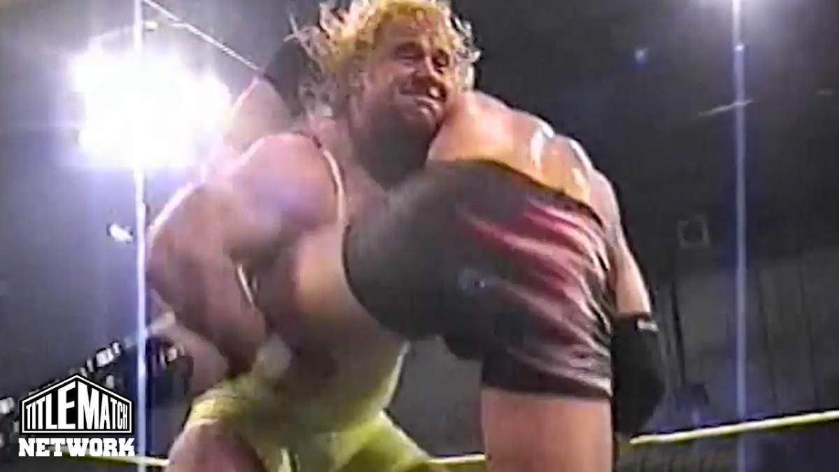 Curt Hennig wrestling Chris Harris at Main Event Championship Wrestling's inaugural show in 2001