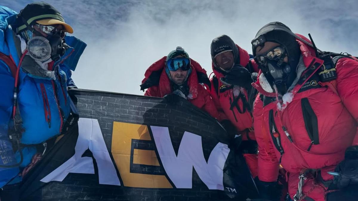 Darby Allin and his team at the top of Everest