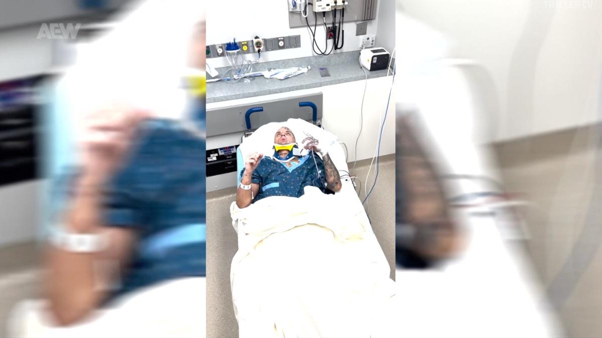 Darby Allin lying in a hospital bed