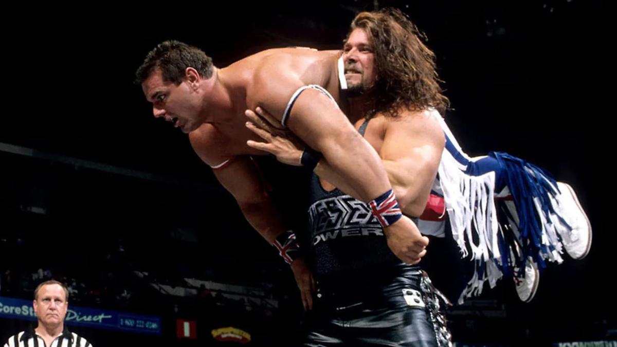 Diesel carrying the British Bulldog at WWE In Your House: Great White North