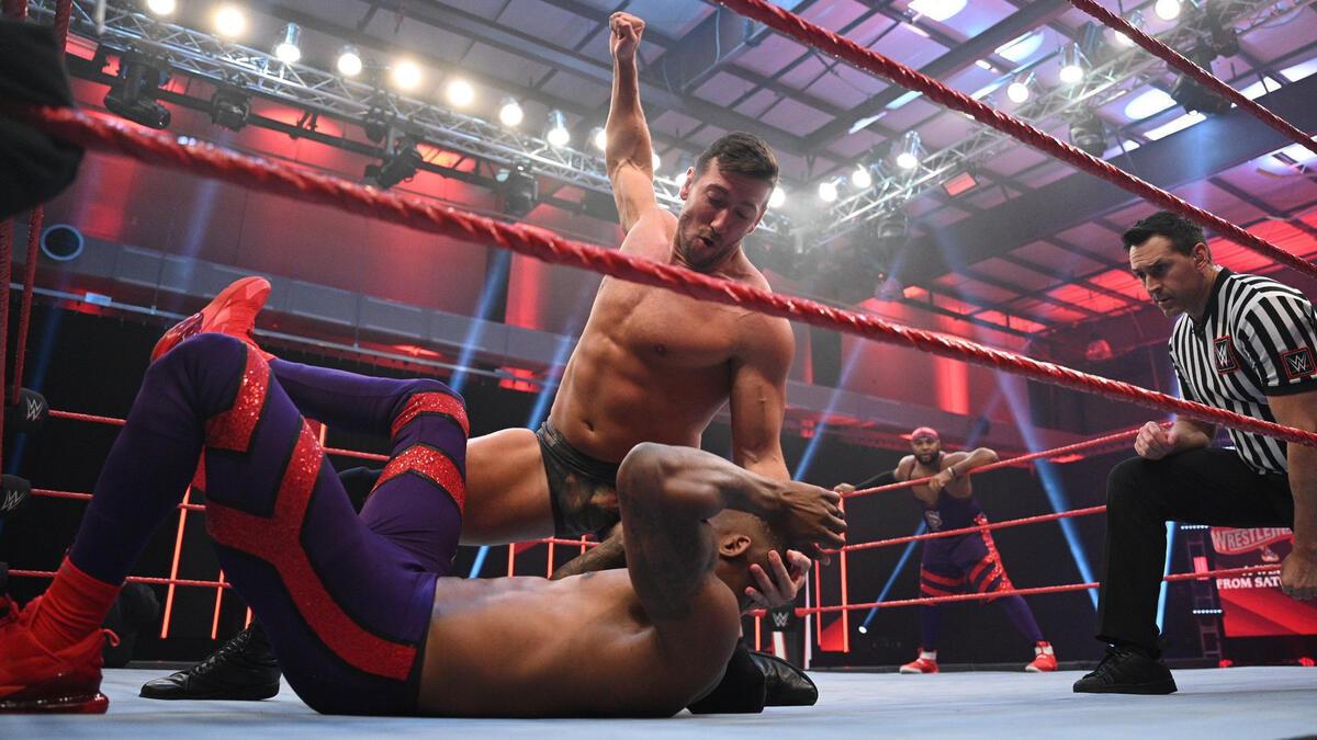 Brendan Vink punching Montez Ford on March 2020 episode of WWE Raw