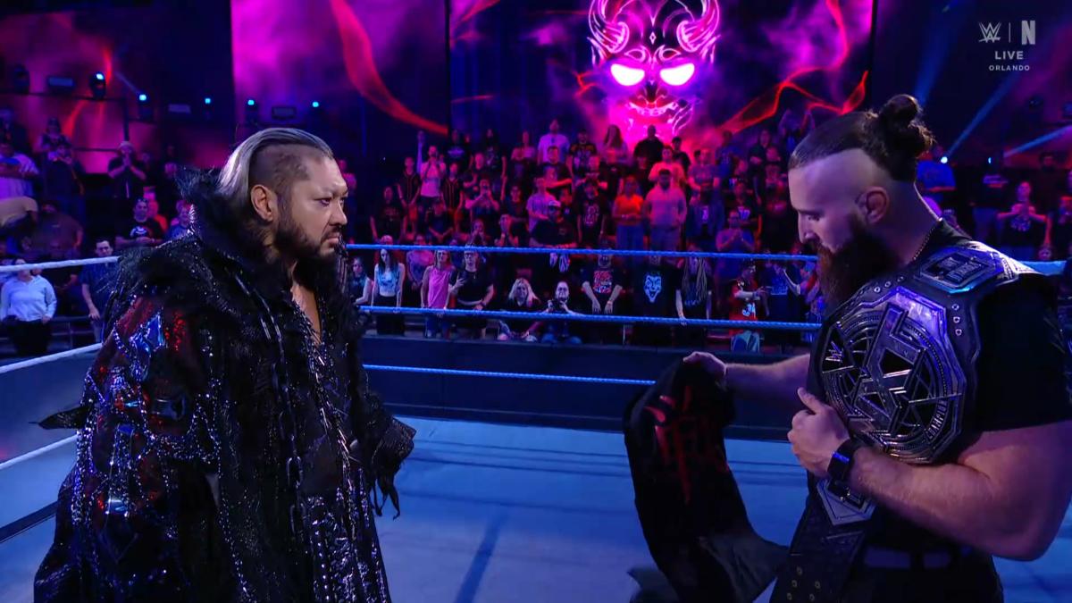 EVIL and Tony D'Angelo as D'Angelo holds a Japanese symbol of war