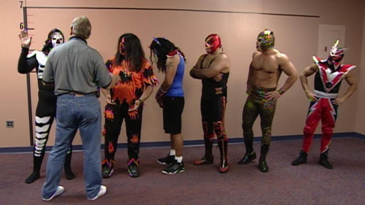 Luchadors in a line