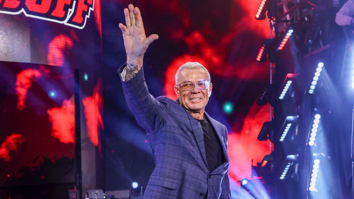 Eric Bischoff waving to the fans at a December 2024 taping of WWE NXT