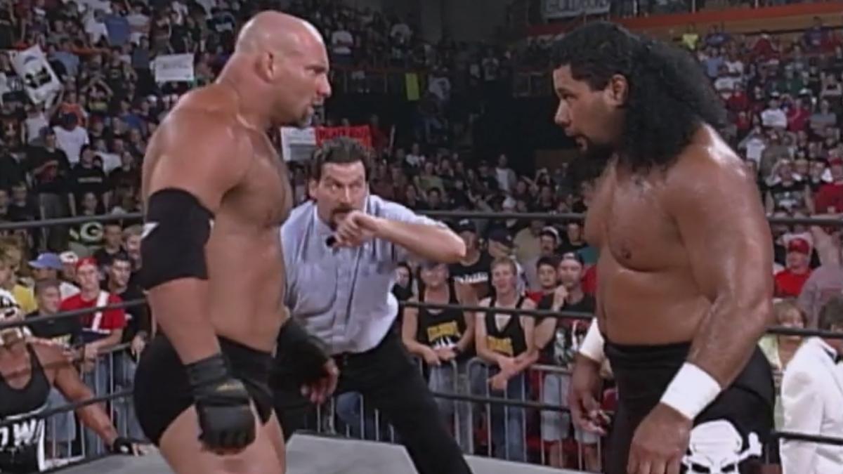 Goldberg going face to face with Meng on a 1998 episode of WCW Nitro