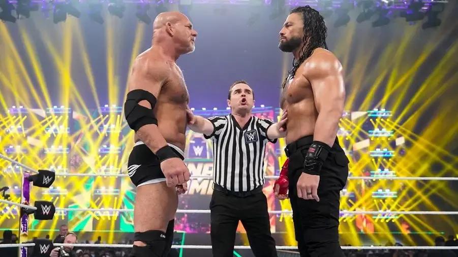 Goldberg Roman Reigns Elimination Chamber face off.jpg