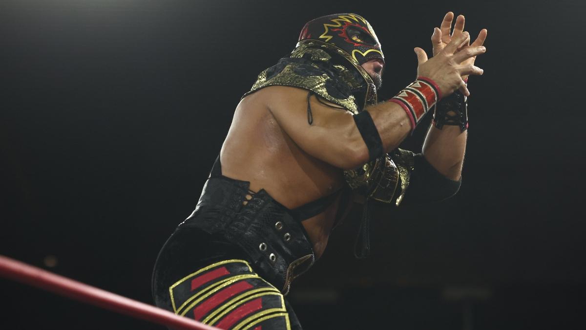 Hechicero standing on the top turnbuckle at ROH Death Before Dishonor 2025