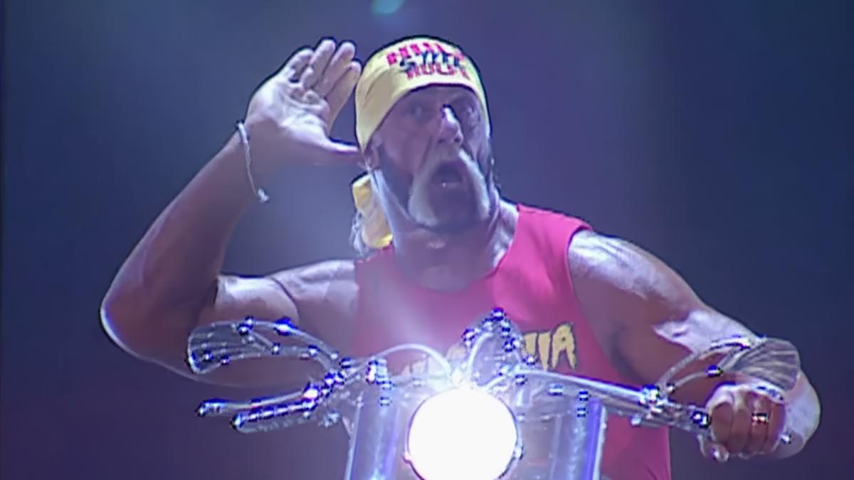 Hulk Hogan cupping his ear on 2002 episode of WWE Raw