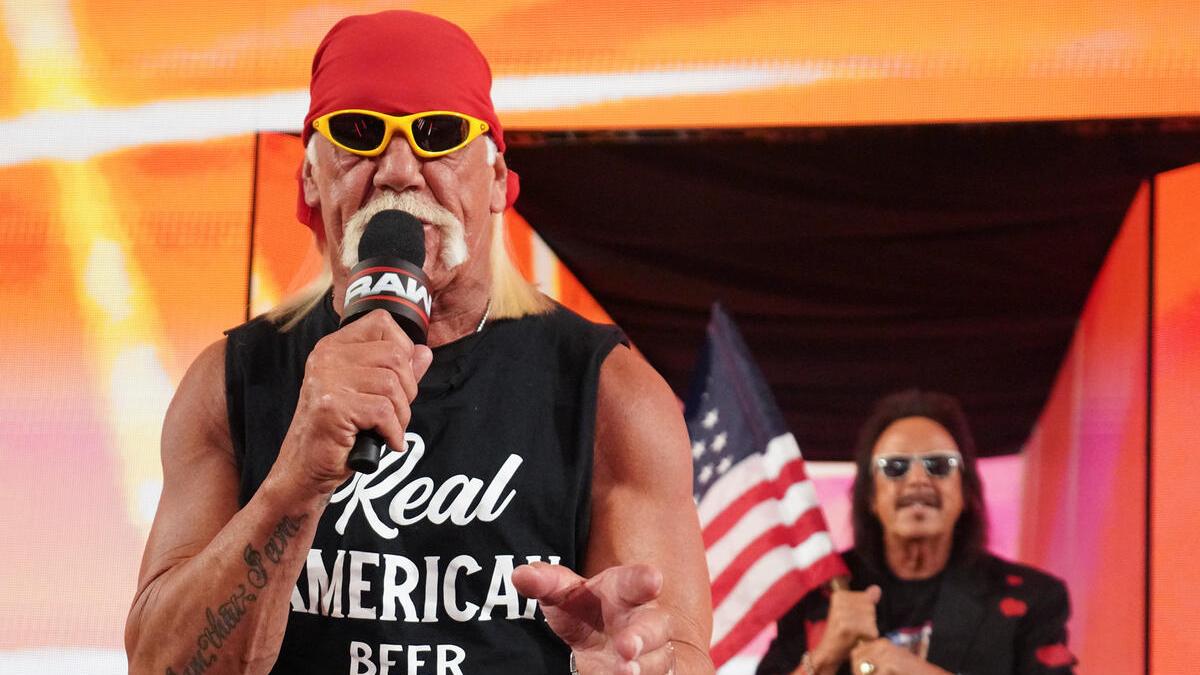 Hulk Hogan cutting a promo at WWE Raw Netflix premiere